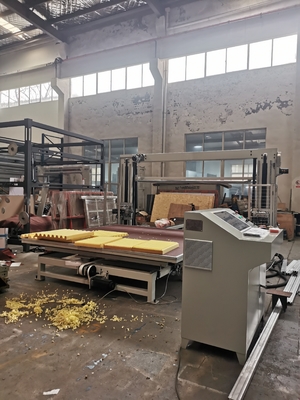 CNC Horizontal Oscillating Saw Blade Foam Cutting Machine Untuk Sponge Dan Fleksibel PU Dengan Pinggang Meja Rotary