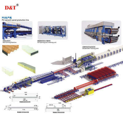 Eps Polyurethane PU Foam Sandwich Wall Panel Making Machine Lini Produksi Panel Sandwich PU/PUR/PIR Berkelanjutan